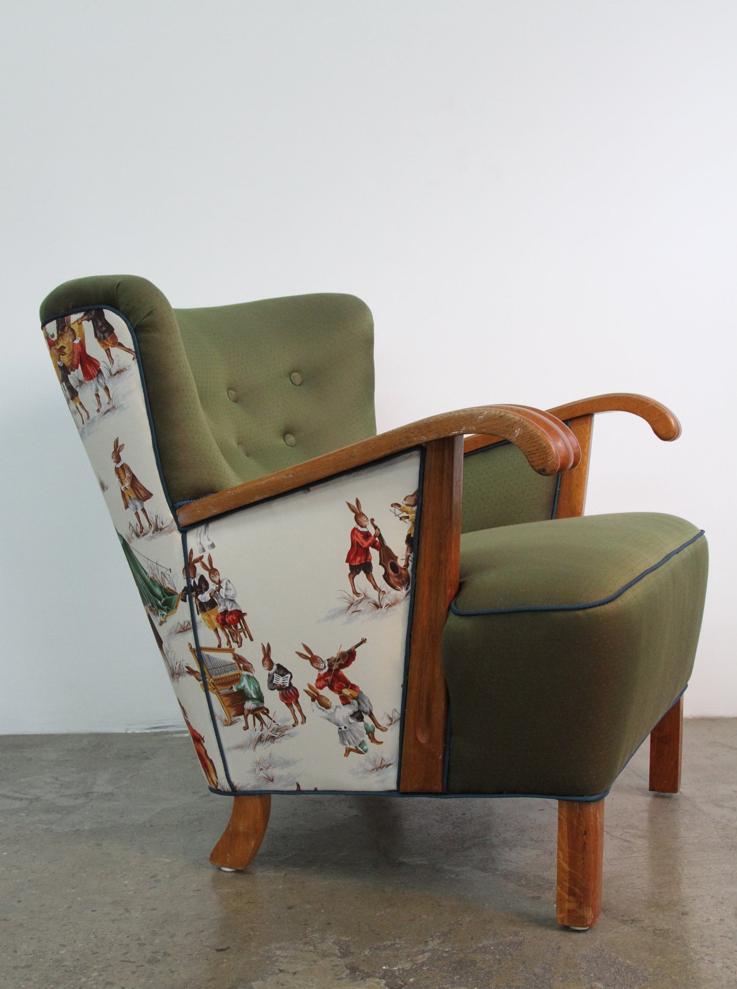 Club Chairs with Solid Oak Arms, Denmark 1940s