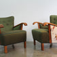 Club Chairs with Solid Oak Arms, Denmark 1940s