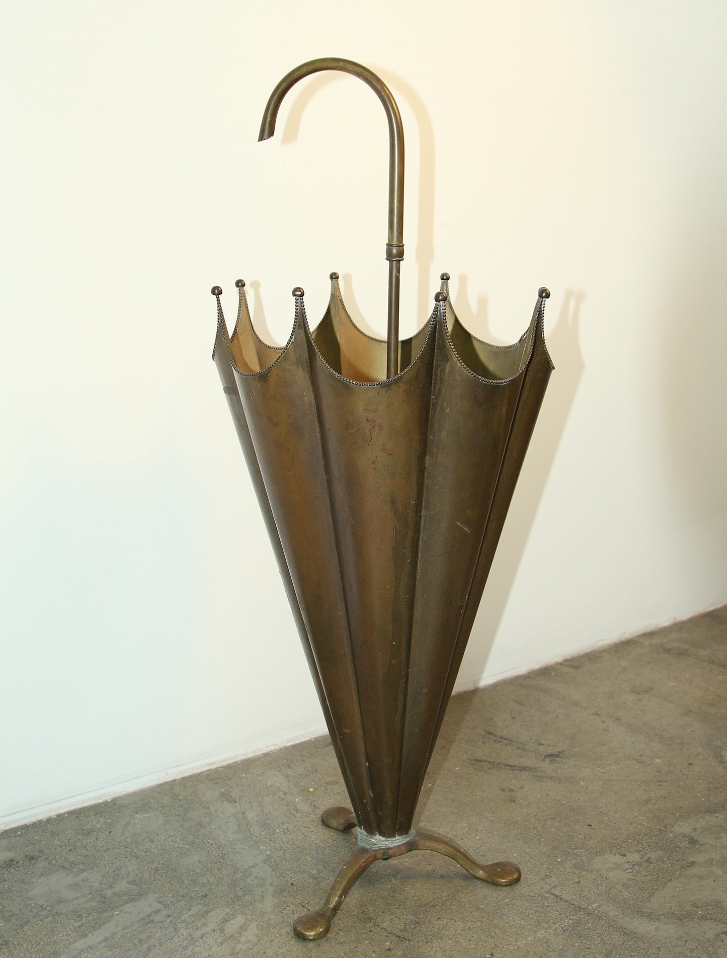 Umbrella Stand, Patinated Brass - Italy 1960s